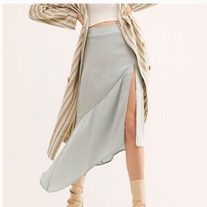Free People Lola Satin Asymmetrical Midi Skirt